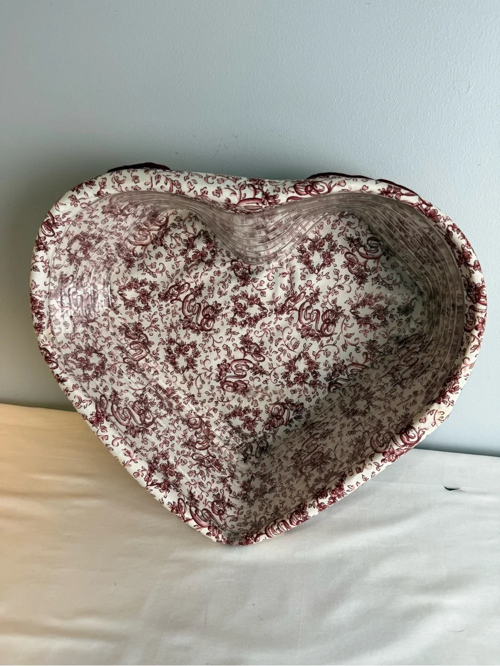 Longaberger 1999 Heart Basket Set w Liner Protector Love Treasures USA